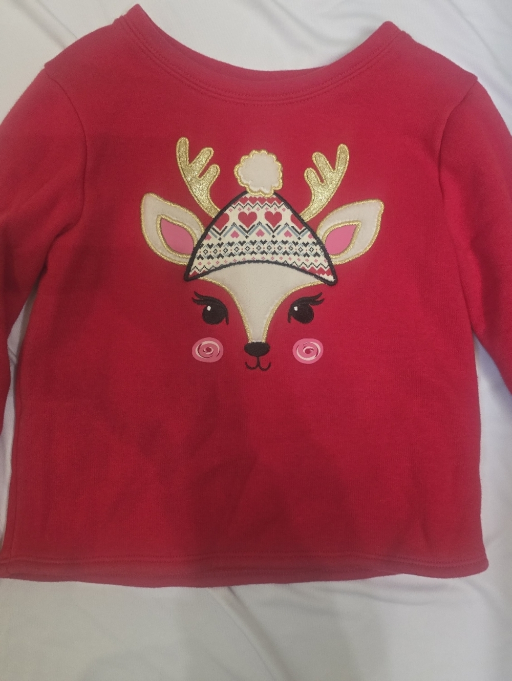 Girls' Red Reindeer Pullover Sweater